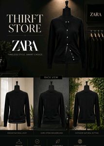 Orignal Zara Black Button-Up Cardigan