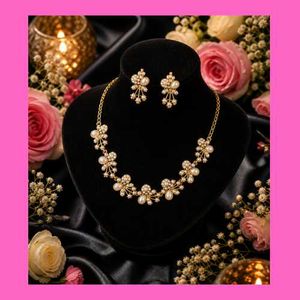 Elegant Pearl &amp; Crystal Necklace Set