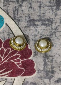 Elegant Pearl & Crystal Stud Earrings