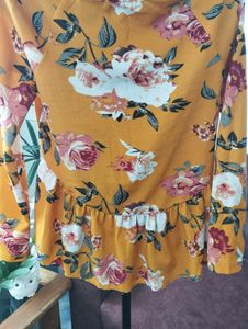 Vibrant Floral Print Peplum Top