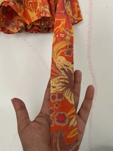 Orange Floral Tiered Dress