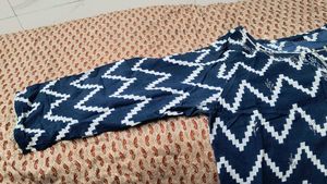 Stylish Blue Zigzag Print Kurta