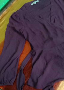 Elegant Purple Wrap Top