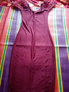 Maroon Blouse with Net Sleeves