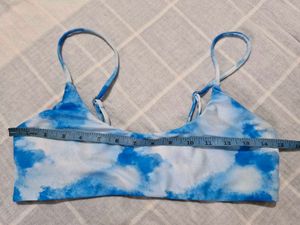 Blue &amp; White Bikini Top