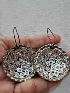 Elegant Crystal Studded Round Earrings