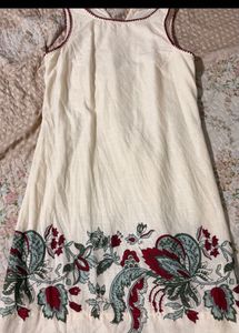 Cream Floral Print Ethnic dress