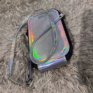 Holographic Silver Shine Crossbody Pouch Purse