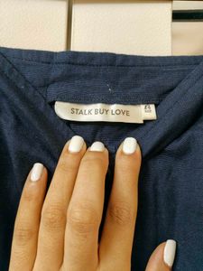 Navy Blue Button detain cute Dress