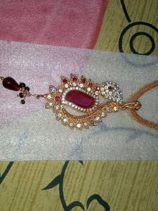 Elegant Ruby Pendant Necklace &amp; Earrings Set
