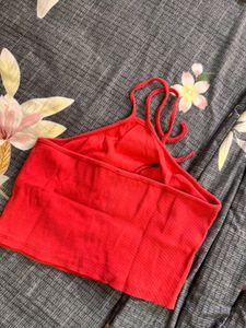 Red Halter Neck Crop Top