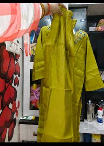 Beautiful Yellow Kurta Set with Blue Dupatta
