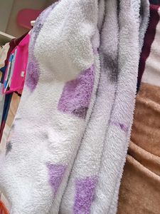 Cozy White &amp; Purple Plush Blanket