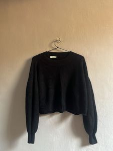 Black Knit Cropped Sweater
