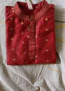Kids Maroon Kurta With Dhoti