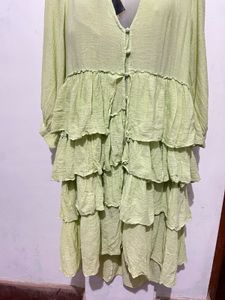 Lime Green Tiered Mini Dress