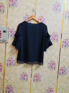 Chic Black Ruffle Sleeve Blouse