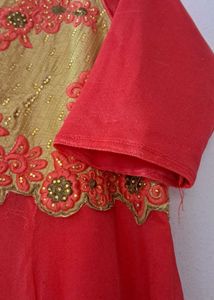 red mixed pink color dress