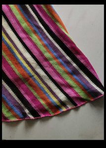 Striped A-Line Skirt with Pink Waistband