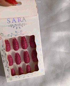 Sparkling Pink Almond Press-On Nails