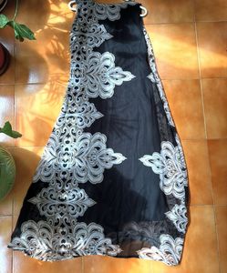 Elegant Black Sheer Dress with Ornate Print