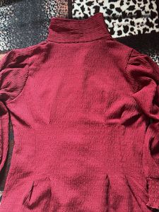 Maroon Peplum Top