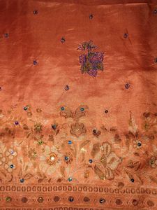 Peach Embroidered Saree women's 💓✨