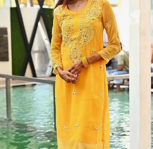 Beautiful Yellow Embroidered Kurta Set