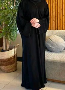 Elegant Black Abaya with Embellished Sleeves