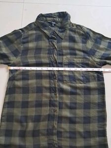 Green Plaid Long Sleeve Tunic Shirt