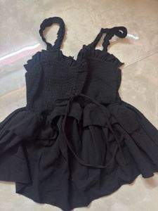 Chic Black Ruffled Mini Dress