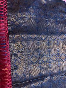 Beautiful Pink &amp; Blue Saree with Tassels