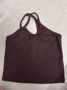 Brown Ribbed Tank Top
