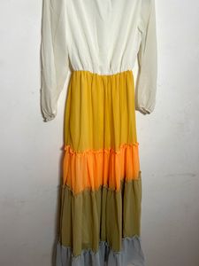 Multicoloured long maxi v-neck dress