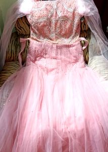 HEAVY FLARED PINK PADDED GOWN FOR WOMEN