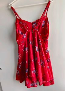 Red Floral Print Mini Dress