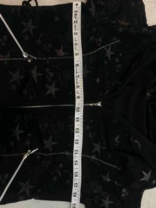 Black Star Print Zip-Up Hoodie