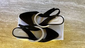 Elegant Black Velvet Slingback Heels