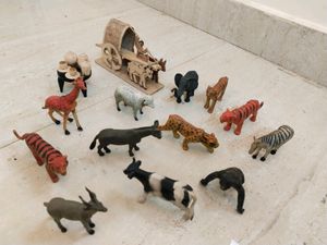 14 Pieces Jungle Annimals,  Bullock Cart,Tea Set