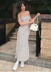 Floral Print Strapless Maxi Dress