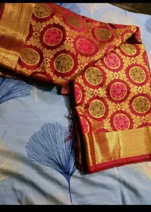 Stunning Red &amp; Gold Silk Saree