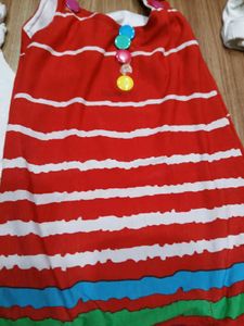 Girls Red Striped Dress &amp; Leggings