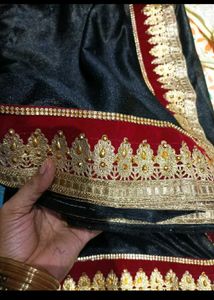 Elegant Black Saree with Gold Border
