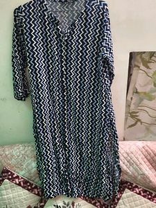 Stylish Navy Blue Zigzag Kurta