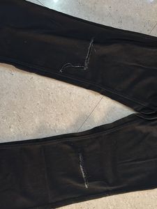 Black Distressed Flare Jeans