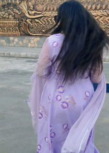 beautiful lavender anarkali suit with dupatta and