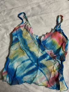 Tie-Dye Cami Top with Ruffle Trim