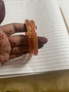 Pretty Pink &amp; Gold plastic Bangles