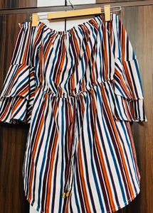Striped Off-Shoulder Ruffle Top