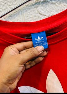 Adidas Red Crewneck Sweatshirt